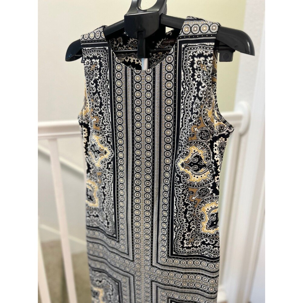 J. McLaughlin Black & Tan Patterned Dress in Great Condition! Size Medium - Picture 3 of 11